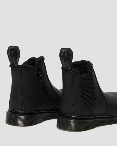 Dr. Martens' Toddler 2976 Faux Fur Lined Chelsea Boots In Schwarz