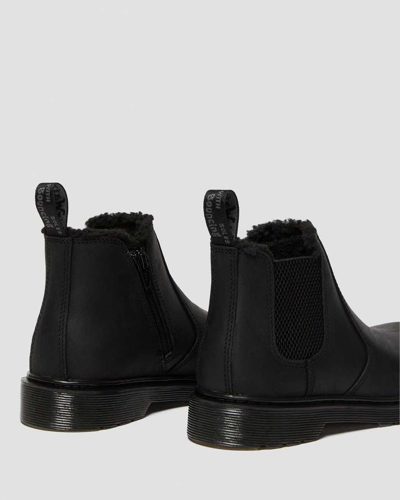Shop Dr. Martens' Youth 2976 Faux Fur Lined Chelsea Boots In Black