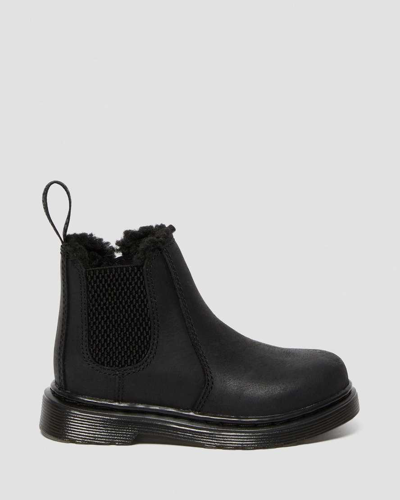 Dr. Martens' Toddler 2976 Faux Fur Lined Chelsea Boots In Schwarz