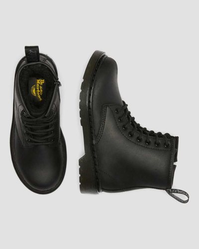 Dr. Martens' Junior 1460 Faux Fur Lined Boots In Black
