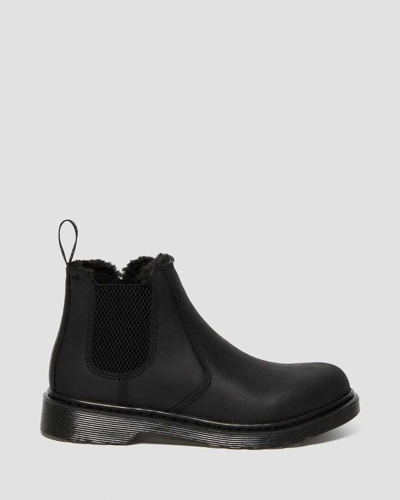 Shop Dr. Martens' Youth 2976 Faux Fur Lined Chelsea Boots In Black