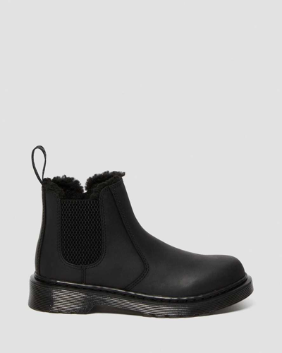 Dr. Martens' Junior 2976 Faux Fur Lined Chelsea Boots In Black