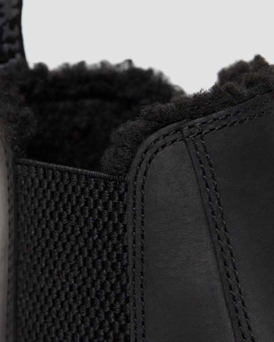 Dr. Martens' Junior 2976 Faux Fur Lined Chelsea Boots In Black