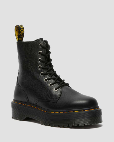 Dr. Martens Black Leather Jadon Pisa Platform Boots In Schwarz