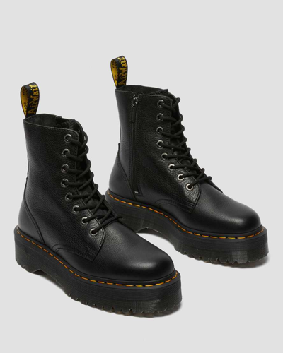 Dr. Martens Black Leather Jadon Pisa Platform Boots In Schwarz