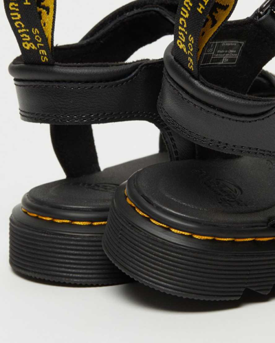 Shop Dr. Martens' Junior Klaire Leather Strap Sandals In Black