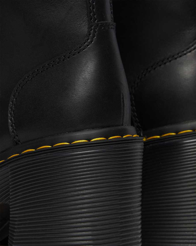 Dr. Martens' Chesney Leather Flared Heel Lace Up Boots In Black