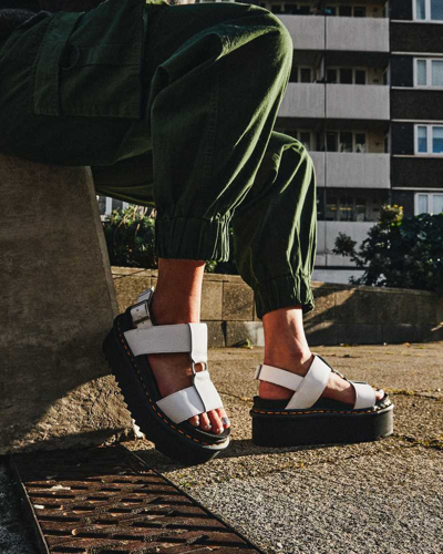 Shop Dr. Martens' Women's Francis Leather Platform Strap Sandals In White