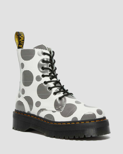 Shop Dr. Martens' Jadon Polka Dot Smooth Leather Platform Boots In White