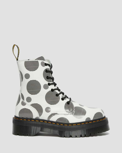 Shop Dr. Martens' Jadon Polka Dot Smooth Leather Platform Boots In White