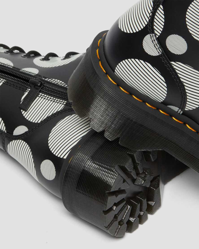 Shop Dr. Martens' Jadon Polka Dot Smooth Leather Platform Boots In Black