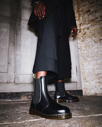 Shop Dr. Martens' 2976 Hi Smooth Leather Chelsea Boots In Black