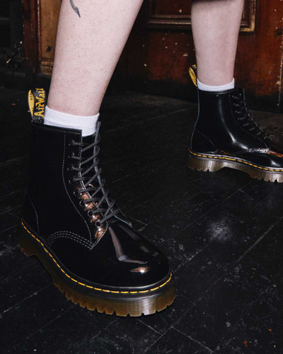 Shop Dr. Martens' 1460 Bex Patent Leather Lace Up Boots In Black