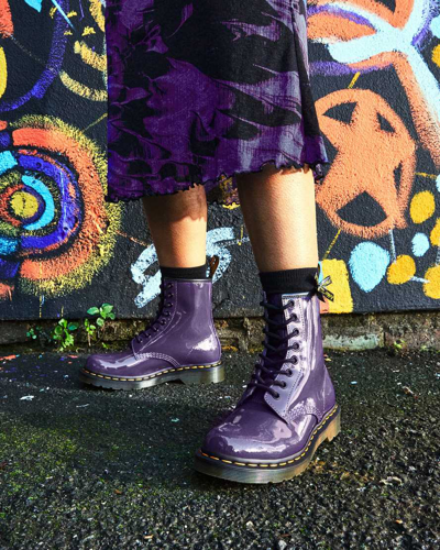 Shop Dr. Martens' 1460 Women's Patent Leather Lace Up Boots In Blackcurrant