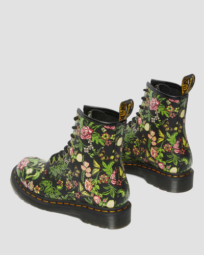 Shop Dr. Martens 1460 Women's Floral Bloom Leather Lace Up Boots In Black