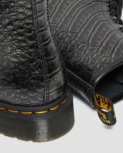 Shop Dr. Martens' Leder 1460 Wild Croc Damenschnürstiefel In Gunmetal