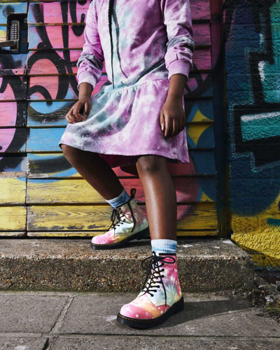 Shop Dr. Martens' Youth 1460 Tie Dye Lace Up Boots In Multi