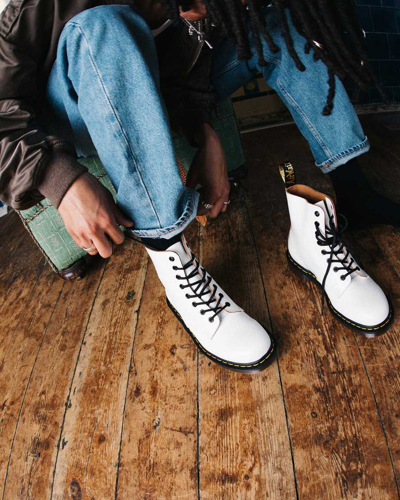 Shop Dr. Martens' 1460 Vintage Made In England Lace Up Boots In White