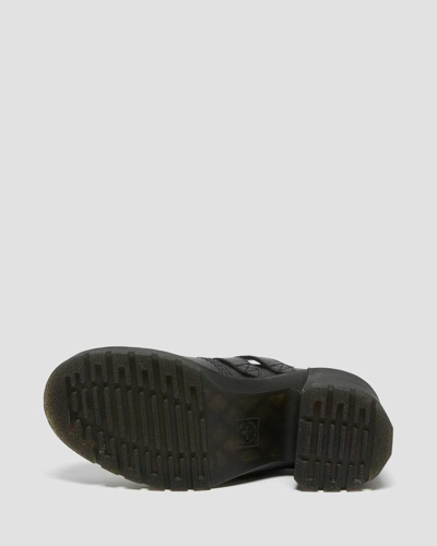 Dr. Martens Eviee Contrast-stitched Leather Heeled Sandals In Schwarz