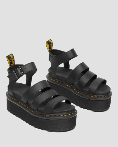 Shop Dr. Martens' Blaire Hydro Leather Platform Strap Sandals In Schwarz