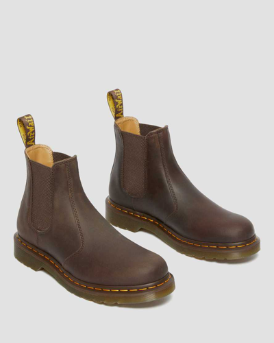 Shop Dr. Martens' 2976 Yellow Stitch Crazy Horse Leather Chelsea Boots In Braun