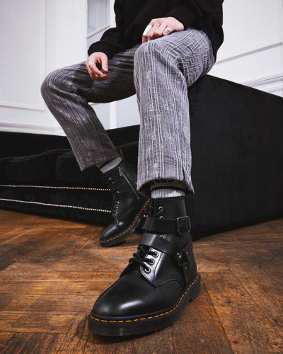 Dr. Martens Cristofor Leather Harness Lace Up Boots In Black | ModeSens