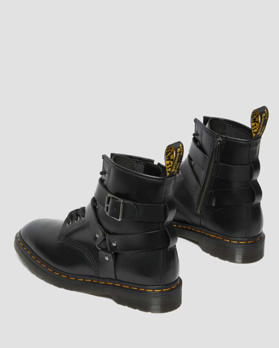 Shop Dr. Martens Glatt Leder Cristofor Harness Schnürstiefel In Schwarz