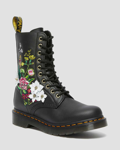 Shop Dr. Martens' 1490 Floral Bloom Leather Mid-calf Boots In Black