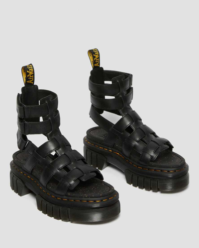 Shop Dr. Martens' Damen Ricki Nappa Lux Leder Gladiator Plateausandalen In Schwarz