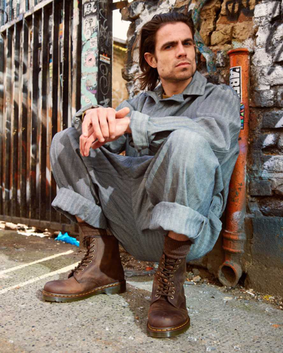 Dr. Martens 1460 Crazy Horse Leather Lace Up Boots In Braun