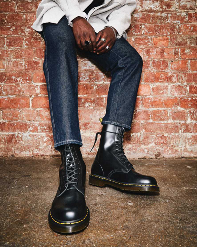 Shop Dr. Martens' 1490 Smooth Leather Mid Calf Boots In Schwarz