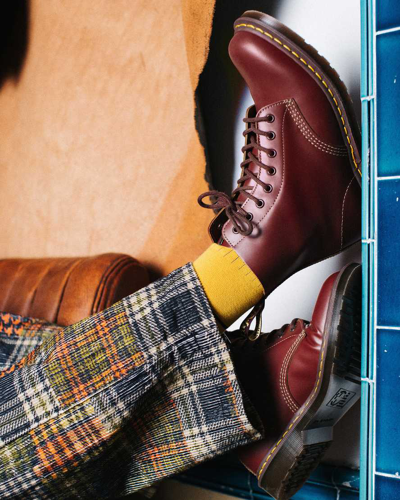 Dr. Martens' 1460 Vintage Made In England Lace Up Boots In Rot