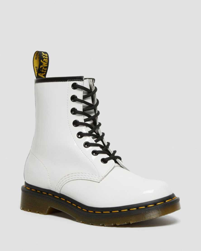 Shop Dr. Martens' 1460 Women's Patent Leather Lace Up Boots In White