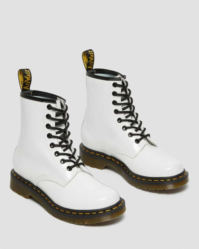 Shop Dr. Martens' 1460 Women's Patent Leather Lace Up Boots In White