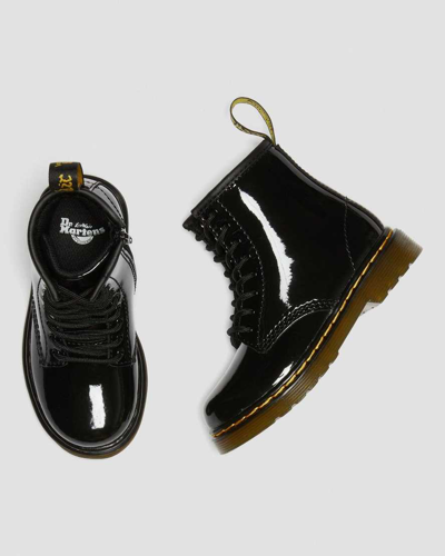 Dr. Martens' Toddler 1460 Patent Leather Lace Up Boots In Black