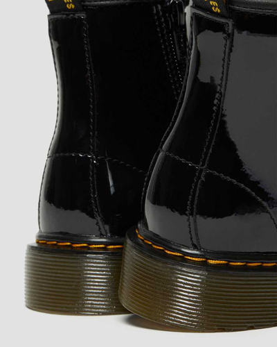 Dr. Martens' Junior 1460 Patent Leather Lace Up Boots In Schwarz