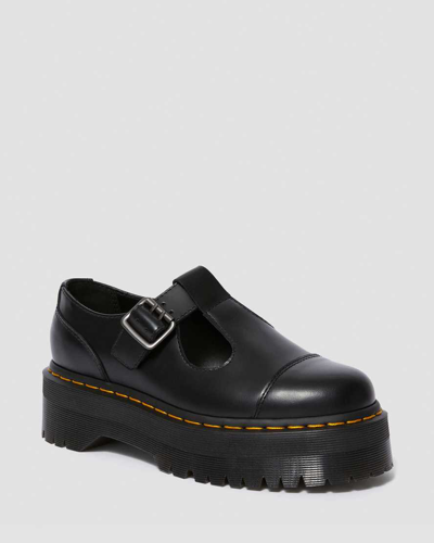 Shop Dr. Martens' Bethan Polished Smooth Leather Platform Shoes In Schwarz