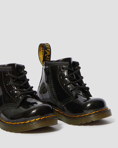 Dr. Martens' Infant 1460 Patent Leather Lace Up Boots In Black