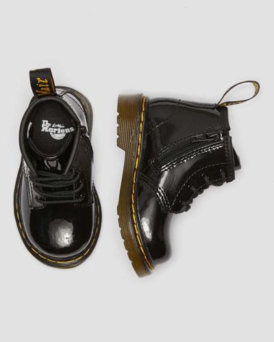 Dr. Martens' Infant 1460 Patent Leather Lace Up Boots In Black