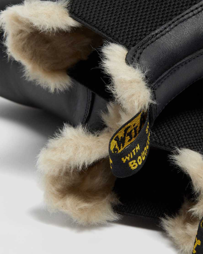 Dr. Martens' Damen Leder 2976 Leonore Chelsea Stiefel Mit Kunstpelzfutter In Schwarz