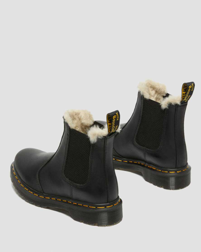 Dr. Martens' Damen Leder 2976 Leonore Chelsea Stiefel Mit Kunstpelzfutter In Schwarz