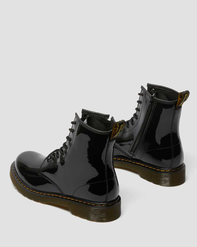 Dr. Martens' Youth 1460 Patent Leather Lace Up Boots In Black