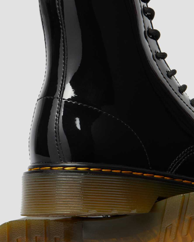 Dr. Martens' Youth 1460 Patent Leather Lace Up Boots In Black