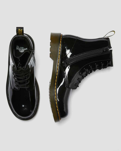 Dr. Martens' Youth 1460 Patent Leather Lace Up Boots In Black