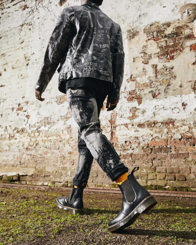 Dr. Martens' 2976 Combat Boots In Black Leather In Black