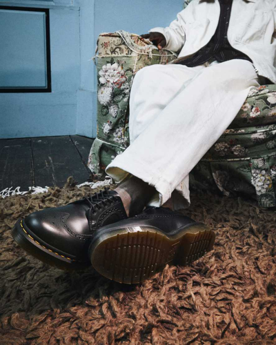 Dr. Martens' Herren 3989 Glattleder Brogues Schuhe In Schwarz