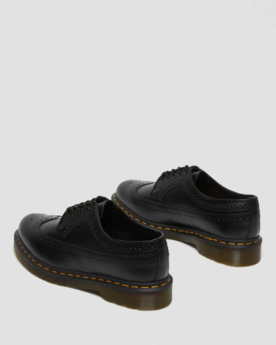 Shop Dr. Martens' 3989 Yellow Stitch Smooth Leather Brogue Shoes In Schwarz