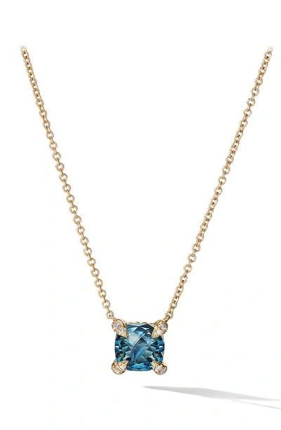 Shop David Yurman Pendant Necklace With Hampton Blue Topaz And Diamonds