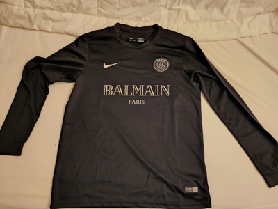 Pre-owned Nike Balmain X Psg Black Long Sleeve Jersey - Mens Xl | ModeSens