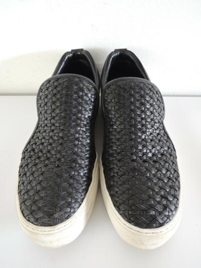 Pre owned Buscemi 40mm Weave Black Leather Low Slip on Sneakers